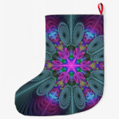 Mandala van middelkleurrijke fractale kunst met ro grote kerstsok (Achterkant)