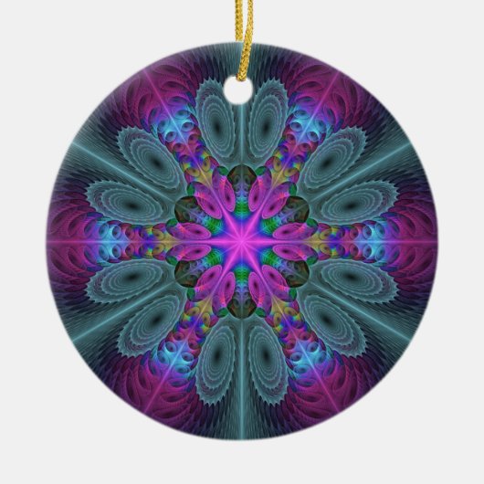 Mandala van middelkleurrijke fractale kunst met ro keramisch ornament (Voorkant)