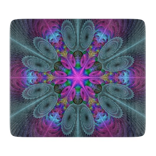 Mandala van middelkleurrijke fractale kunst met ro snijplank (Voorkant)