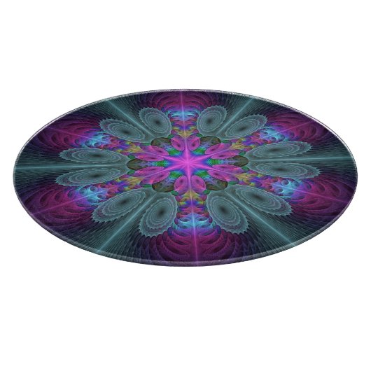 Mandala van middelkleurrijke fractale kunst met ro snijplank (Hoek)