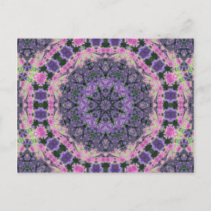 Mandala van roze en paarse bloemen briefkaart