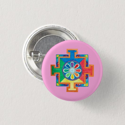 Mandala van schepping ronde button 3,2 cm (Voorkant /achterkant)