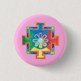 Mandala van schepping ronde button 3,2 cm
