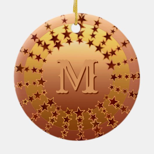 Mandala van sterren - Koper Satijn Gradiënt Keramisch Ornament (Achterkant)