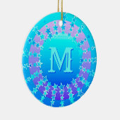Mandala van sterren - Turquoise Satijn Gradiënt Keramisch Ornament (Rechts)