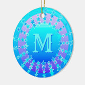 Mandala van sterren - Turquoise Satijn Gradiënt Keramisch Ornament (Links)