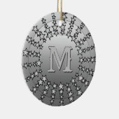 Mandala van Sterren, Zilveren Grijs Satijn Gradiën Keramisch Ornament (Rechts)