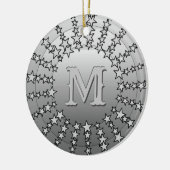 Mandala van Sterren, Zilveren Grijs Satijn Gradiën Keramisch Ornament (Links)