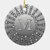 Mandala van Sterren, Zilveren Grijs Satijn Gradiën Keramisch Ornament (Achterkant)