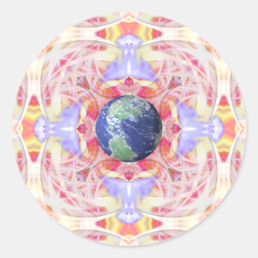 Mandala van Vrede op Aarde Stickers (Voorkant)