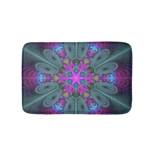 Mandala vanuit het midden Kleurrijke Fractale Kuns Badmat (Voorkant)