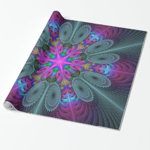Mandala vanuit het midden Kleurrijke Fractale Kuns Cadeaupapier