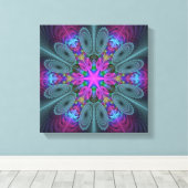 Mandala vanuit het midden Kleurrijke Fractale Kuns Canvas Afdruk (Insitu (Houten vloer))
