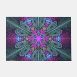Mandala vanuit het midden kleurrijke fractale kuns deurmat
