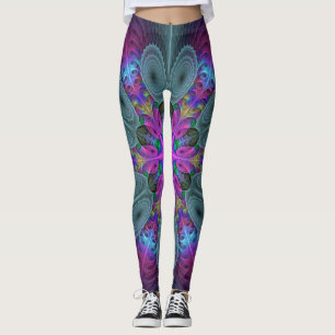 Mandala vanuit het midden kleurrijke fractale kuns leggings