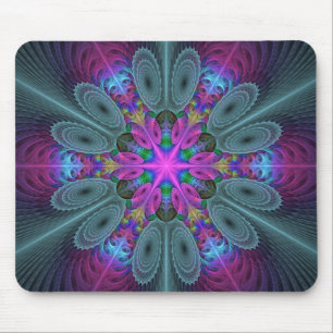 Mandala vanuit het midden kleurrijke fractale kuns muismat