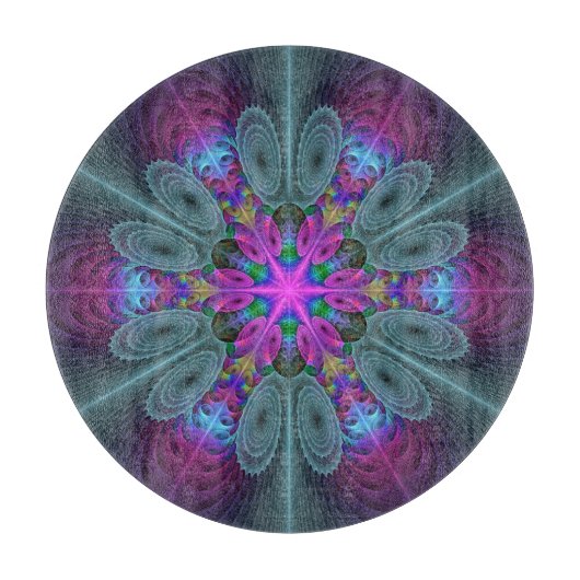 Mandala vanuit het midden Kleurrijke Fractale Kuns Snijplank (Voorkant)