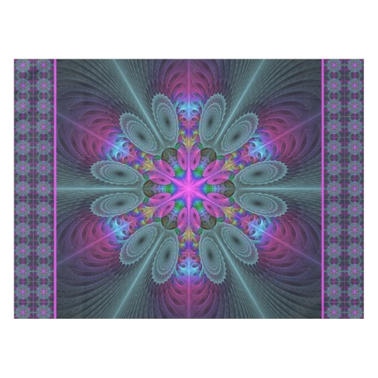 Mandala vanuit het midden Kleurrijke Fractale Kuns Tafelkleed (Voorkant (Horizontaal))
