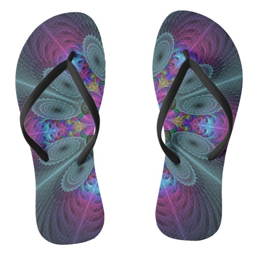 Mandala vanuit het midden Kleurrijke Fractale Kuns Teenslippers (Voetbed)