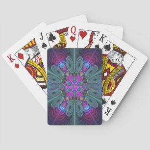 Mandala vanuit het midden Kleurrijke kunst met roz Pokerkaarten
