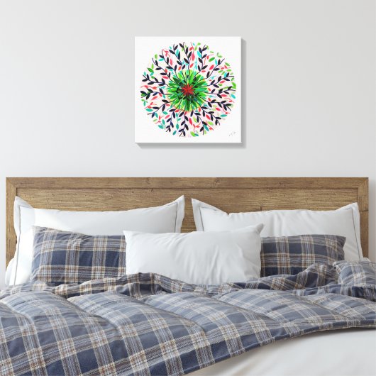 Mandala Verde Vida Canvas Afdruk (Insitu (Slaapkamer))