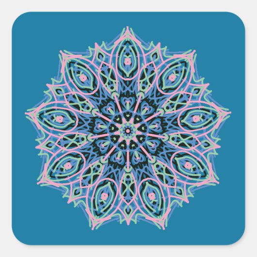 Mandala. Vierkante Sticker (Voorkant)