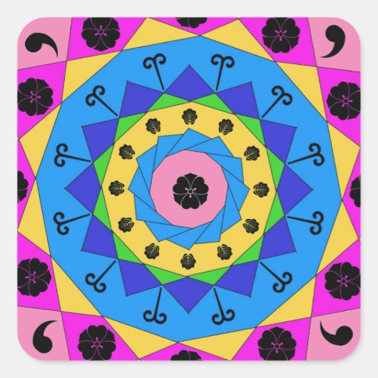 Mandala Vierkante Sticker (Voorkant)