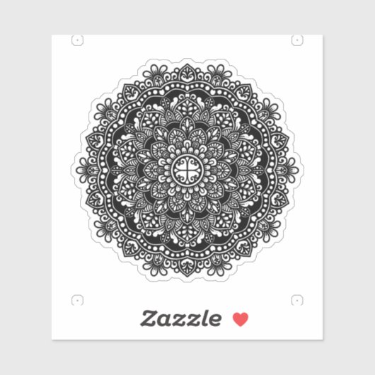Mandala vinyl met zwart patroon sticker (Vel)