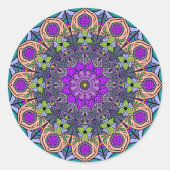 Mandala Violet Peach 12 Petals Salmon roze Green Ronde Sticker (Voorkant)