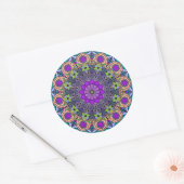 Mandala Violet Peach 12 Petals Salmon roze Green Ronde Sticker (Envelop)
