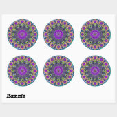 Mandala Violet Peach 12 Petals Salmon roze Green Ronde Sticker (Vel)