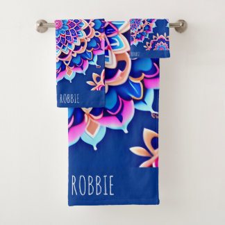 Mandala Violet roze geometrisch patroon Bad Handdoek