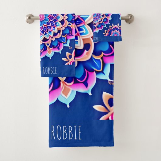 Mandala Violet roze geometrisch patroon Bad Handdoek (Insitu)