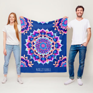 Mandala Violet roze geometrisch patroon Fleece Deken