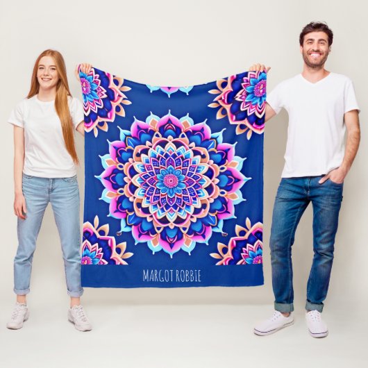 Mandala Violet roze geometrisch patroon Fleece Deken (In situ)