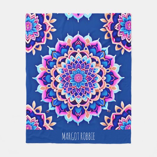 Mandala Violet roze geometrisch patroon Fleece Deken (Voorkant)