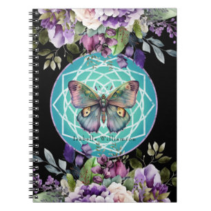 Mandala Vlinder Paarse Bloemrijke Esoterisch Helde Notitieboek