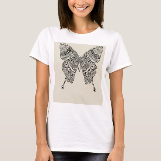 Mandala Vlinder T-Shirt – Boho Esthetisch Design (Voorkant)