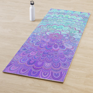 Mandala Vloer in Light Blue en Paars Yogamat