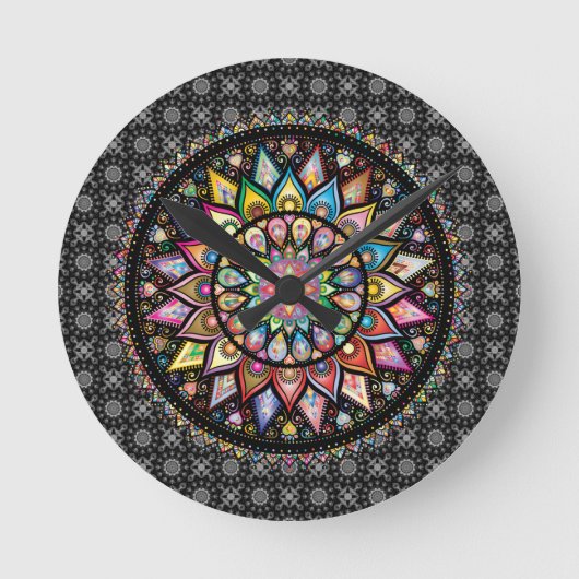 Mandala . Vrede, liefde, wandklok (Voorkant)