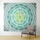 Mandala Wall Tapestry Green Blue Blauwgroen Wandkleed (In Situ (horizontaal))