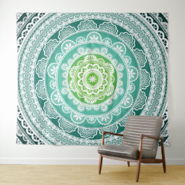 Mandala Wall Tapestry Green Blue Blauwgroen Wandkleed