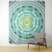 Mandala Wall Tapestry Green Blue Blauwgroen Wandkleed (In situ)