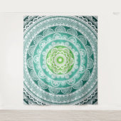 Mandala Wall Tapestry Green Blue Blauwgroen Wandkleed (Voorkant)