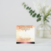 Mandala Weathered Roos Gold Metallic Vierkante Visitekaartje (Staand voorkant)