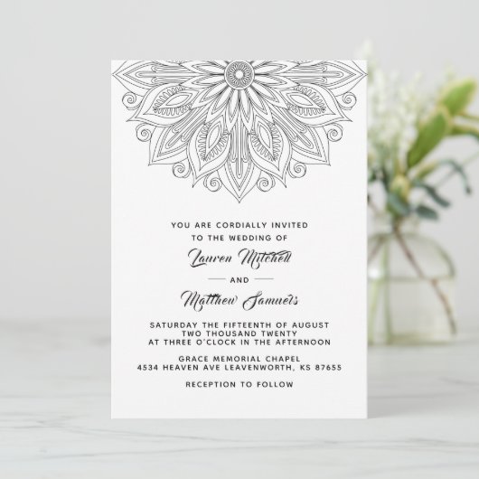 Mandala Wedding Uitnodiging (Staand voorkant)