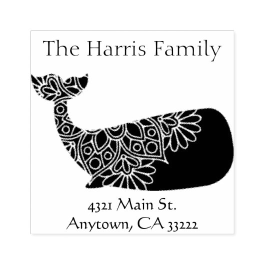 Mandala Whale Silhouette Persoonlijk Rubberstempel (Afrduk)