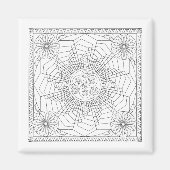 Mandala Wheel in zwart-wit - Kleurkaart N Magneet (Voorkant)