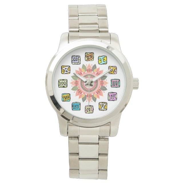 Mandala Whimsical Clockface Dames Horloge (Voorkant)