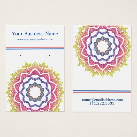 Mandala White Earring Visitekaartje (Voorkant /achterkant)